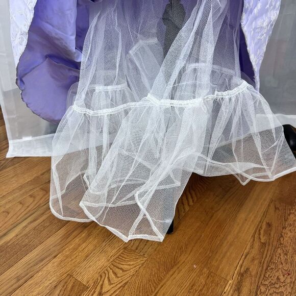 Vintage Roberta for Dillards purple prom dress sz SM velvet floral pattern bow - Picture 6 of 14